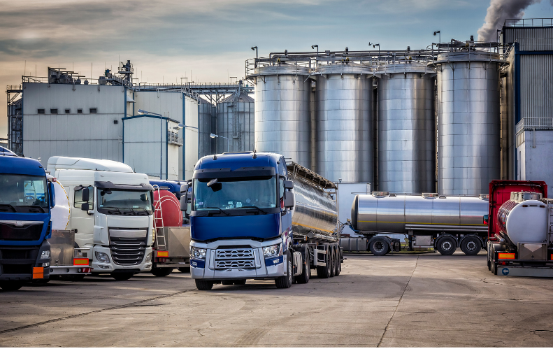 Chemical logistics trucks and tanks